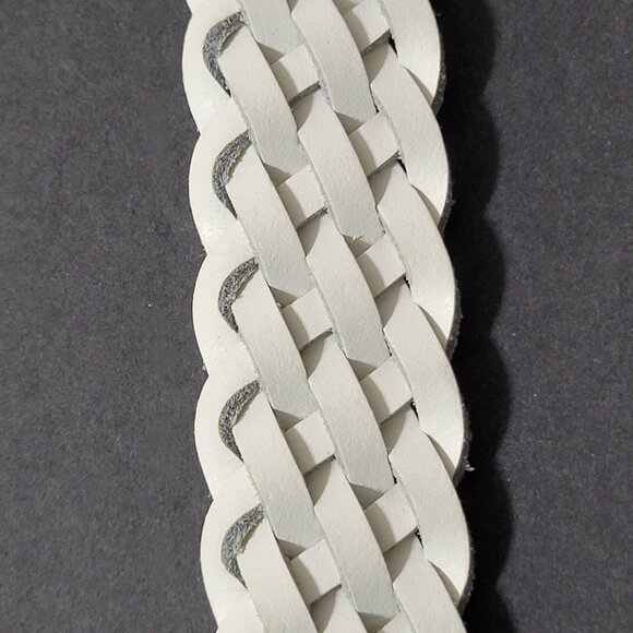 White Woven Casual Design Genuine Leather Belt ~ Made in Guatemala ~ Size ML - Picture 5 of 8